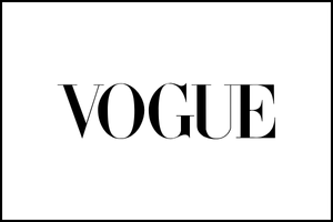 The image displays the word VOGUE in bold, elegant black capital letters centered on a white background.
